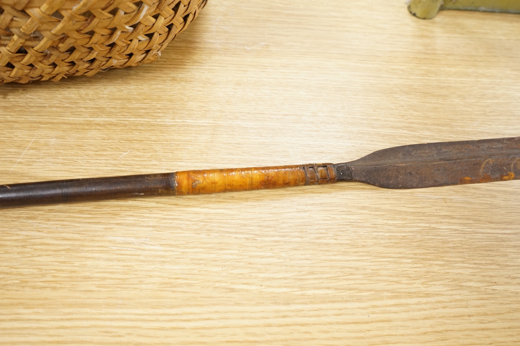 A collection of various walking sticks, some silver mounted and a brass stick stand, 67cm high